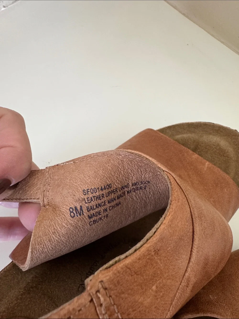 Sofft Tan Brown Leather Cork Wedge Sandals